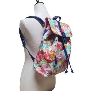 Punctuate Spring In Bloom Backpack Floral Blue Trimming